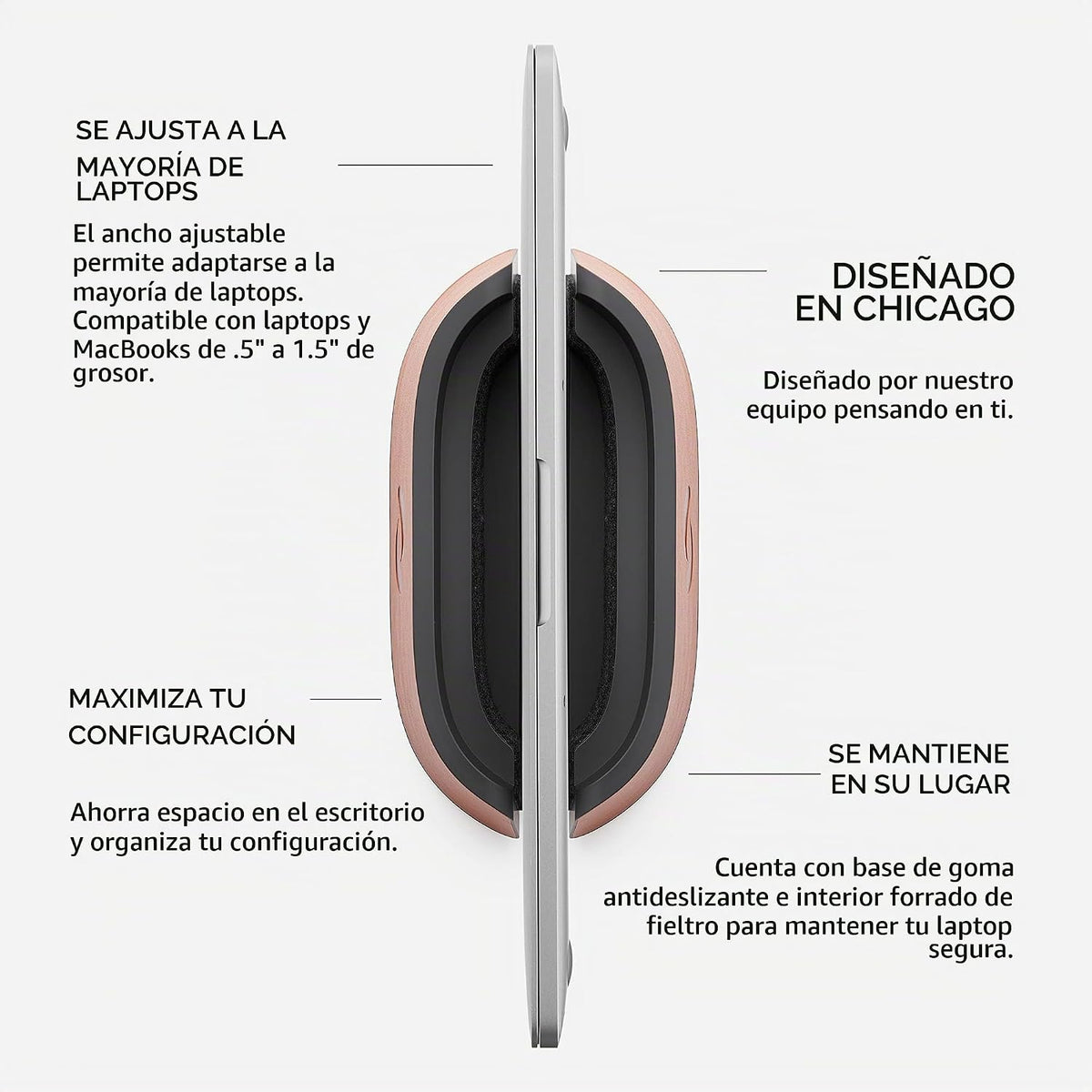 HumanCentric Soporte vertical para laptop en cuero vegano coñac, so...