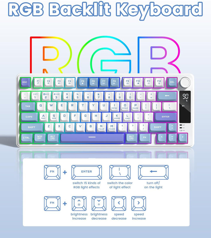 Womier DK75 - Teclado inalámbrico 75% para juegos, teclado cremoso...