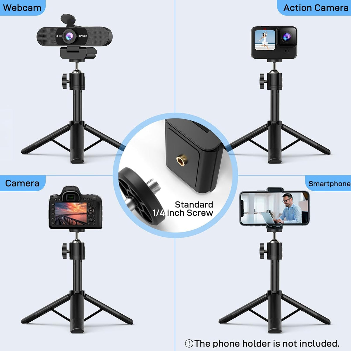 Cámara web EMEET C960 con trípode, cámara web 1080P con micrófono,...