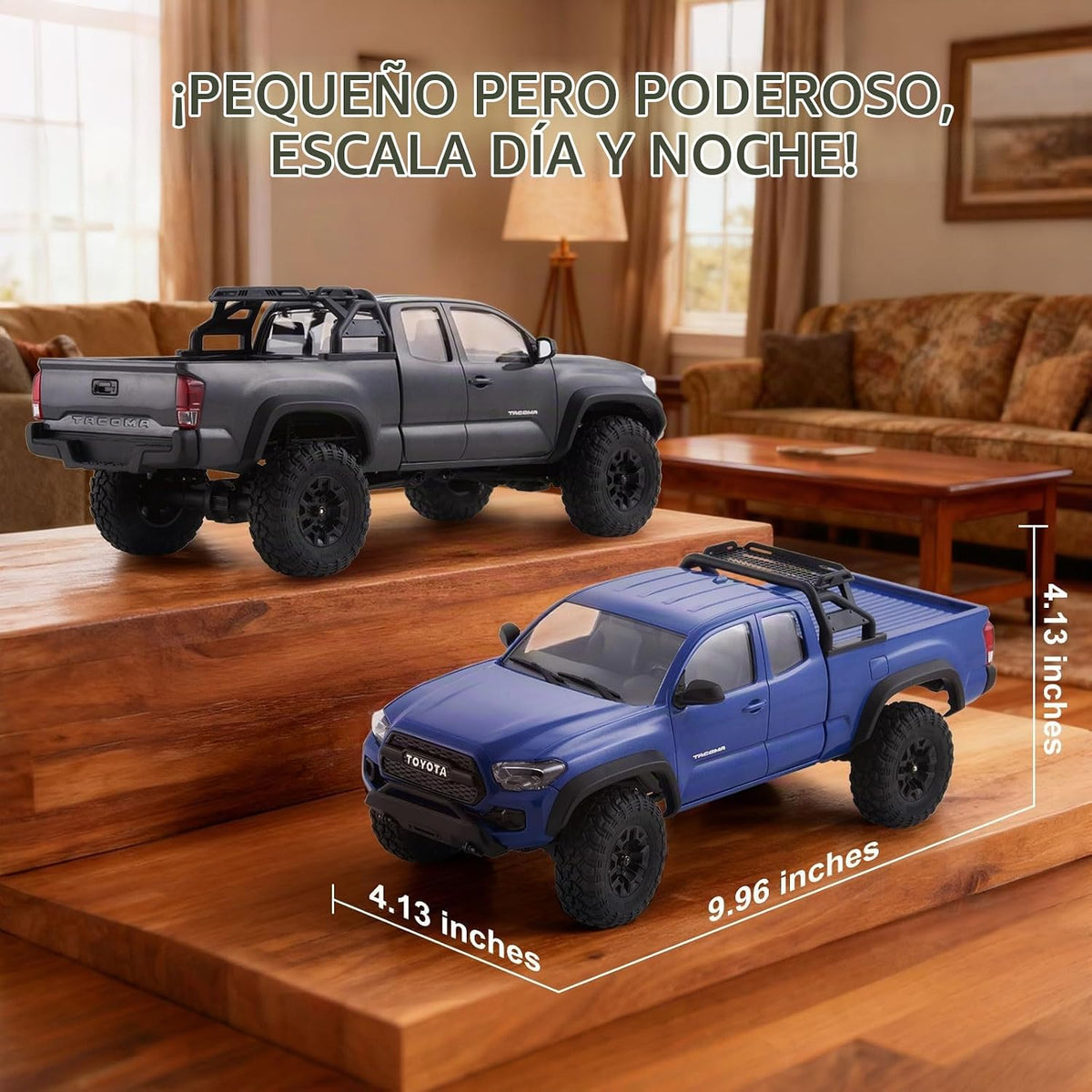 FMS FCX24 TOYOTA TACOMA 1/24 RC Crawler 4x4 RC Truck Crawler, con licencia oficial RC Rock Crawler con transmisión de 2 velocidades, motor de alto par, rodamientos totalmente metálicos, auto RTR RC para adultos (GRAY)