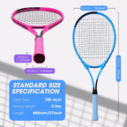 Paquete de 2 raquetas de tenis neón para adultos, juego de raquetas de tenis de aluminio ligeras de 27 pulgadas con 3 pelotas y bolsa, acabado mate vibrante de alta visibilidad para