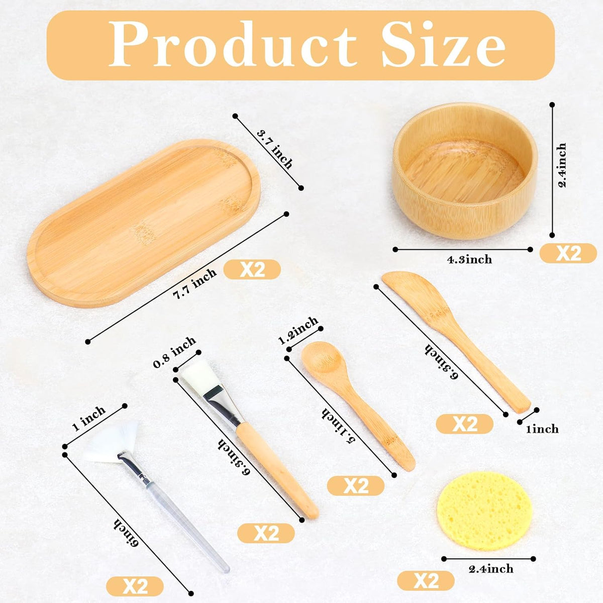 14 piezas de suministros de esteticista de bambú, 2 tazones para me...