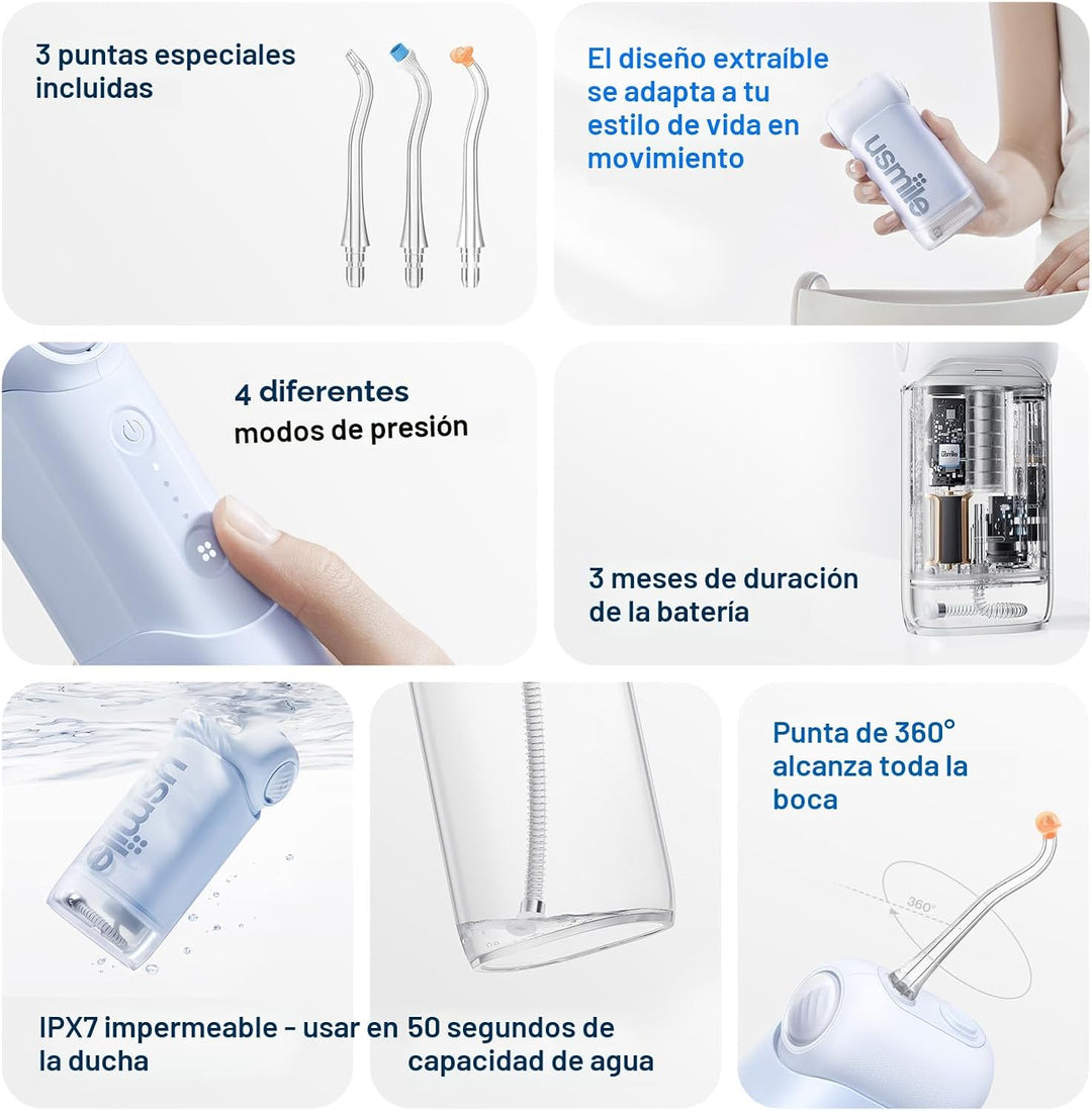 usmile C10 Hilo dental portátil \u2013 Apto para viajes, batería de...