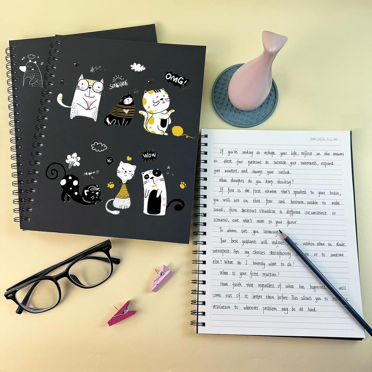 Cuaderno de espiral forrado B5 de tapa dura negro diario 100GSM