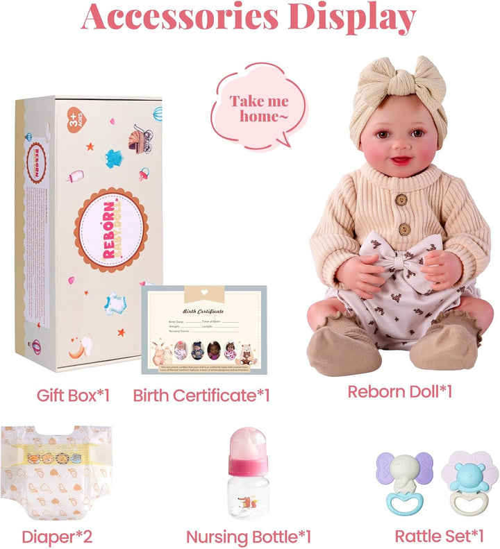 BABESIDE Drink and Wet Reborn Baby Dolls Girl - Muñeca de vinilo su...
