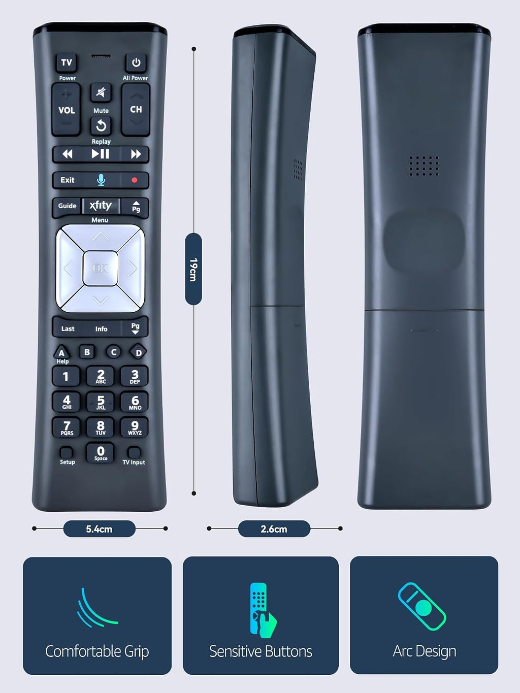 PZL XR11 - Control remoto de voz retroiluminado de repuesto, para control remoto de TV por cable activado XFinity/Comcast