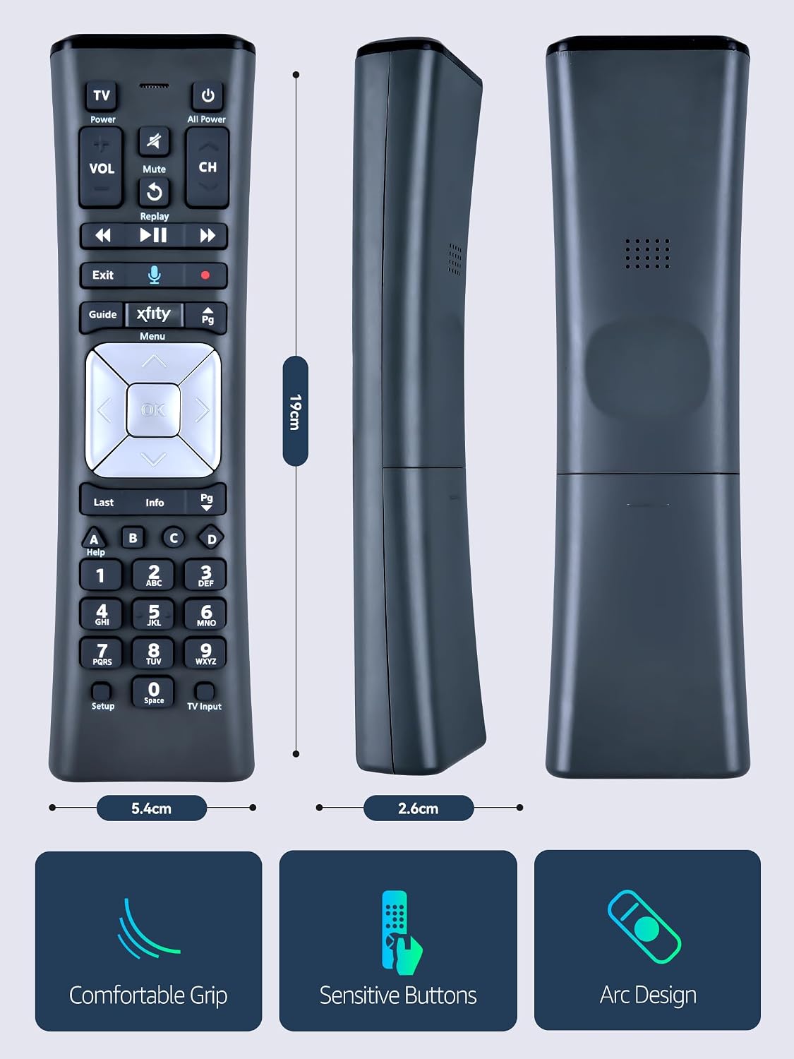 PZL XR11 - Control remoto de voz retroiluminado de repuesto, para control remoto de TV por cable activado XFinity/Comcast