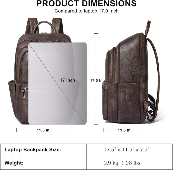 Shrrie Mochila de cuero para laptop de 17 pulgadas para mujer, moch...