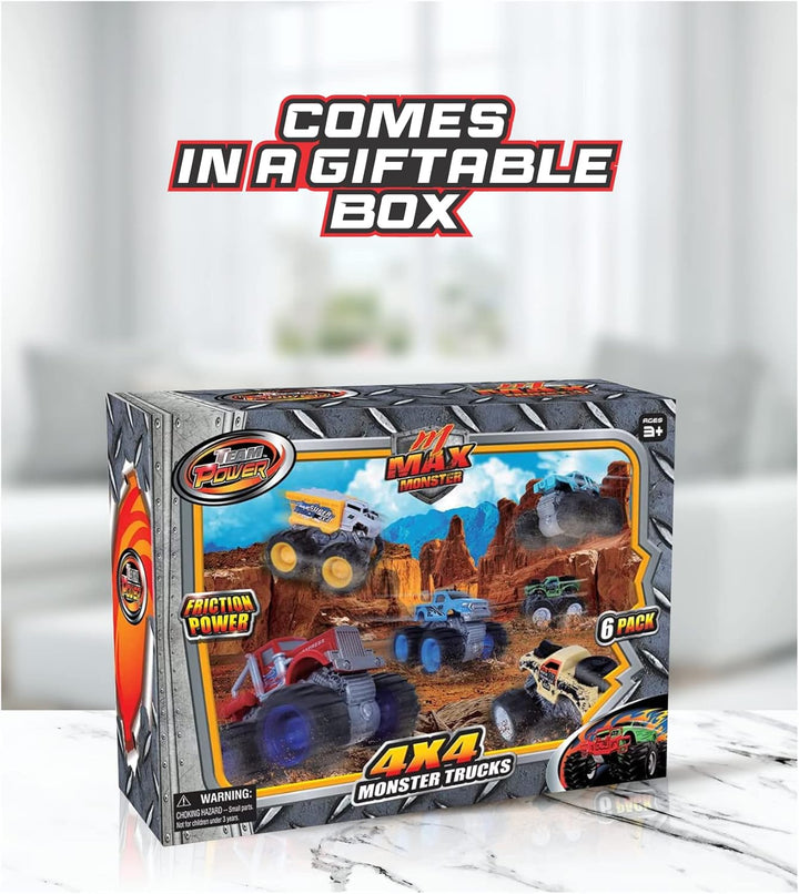 Team Power - Juguetes de Monster Trucks para niños y niñas, 6 paque...