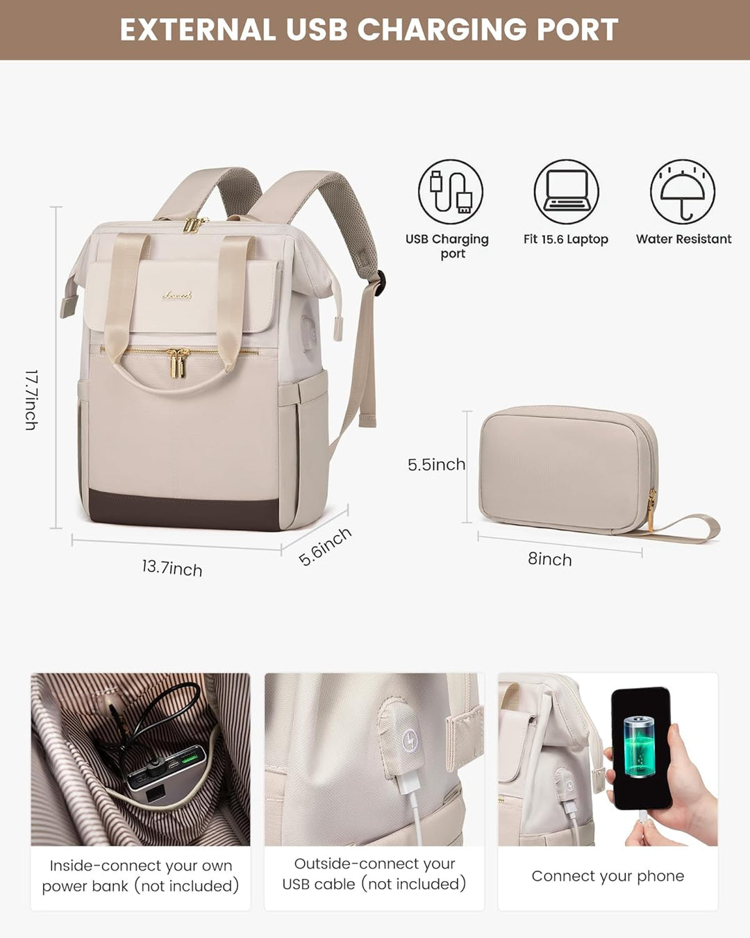 LOVEVOOK - Mochila para laptop de 15.6 pulgadas para mujer, bolsa d...
