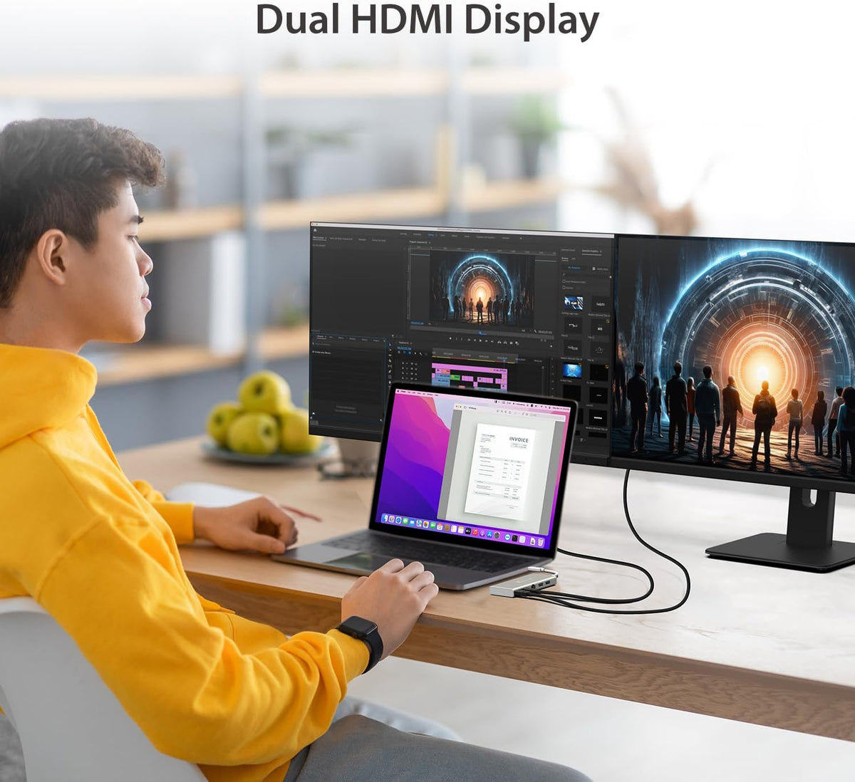 j5create Concentrador USB-C Mini Dock - Tipo C con 2x HDMI, 2x USB 3.0