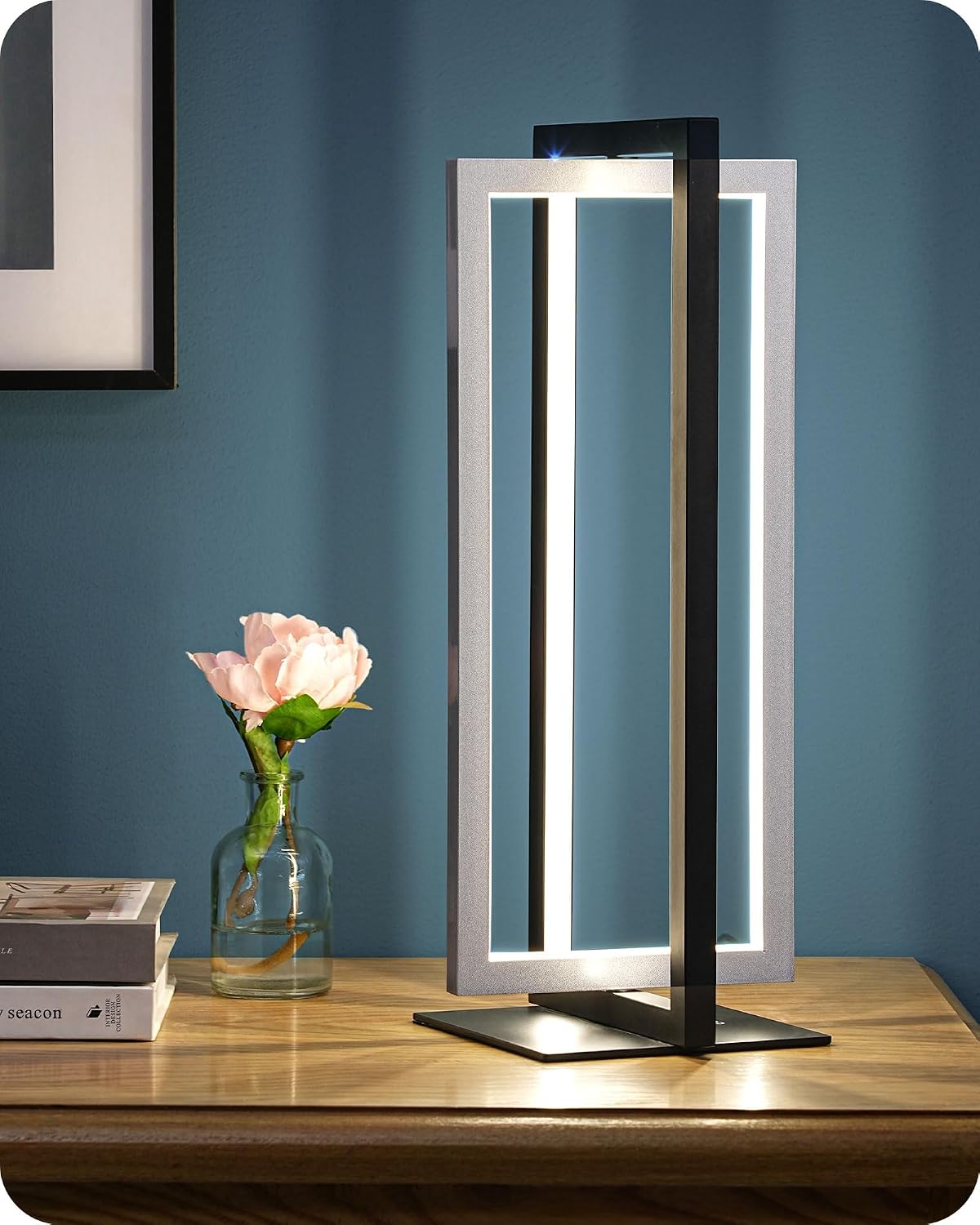 Lámpara EDISHINE Moderna lámpara de mesa LED, 750 lm, lámpara de noche regulable continua, 3 temperaturas de color, lámpara de mesita de noche con control de interruptor para sala de estar, dormitorio