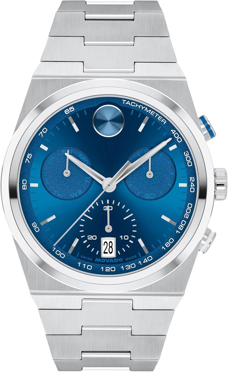 Movado Bold Quest Reloj de cronógrafo de lujo para hombre - Movimiento de cuarzo suizo, brazalete de acero inoxidable, resistencia al agua 50 metros (5ATM) - pieza clásica - Regalo para él - 42mm