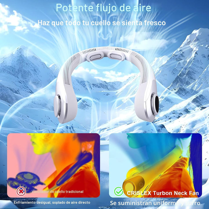 Ventilador de cuello portátil que sopla aire frío, pantalla LED, ve...