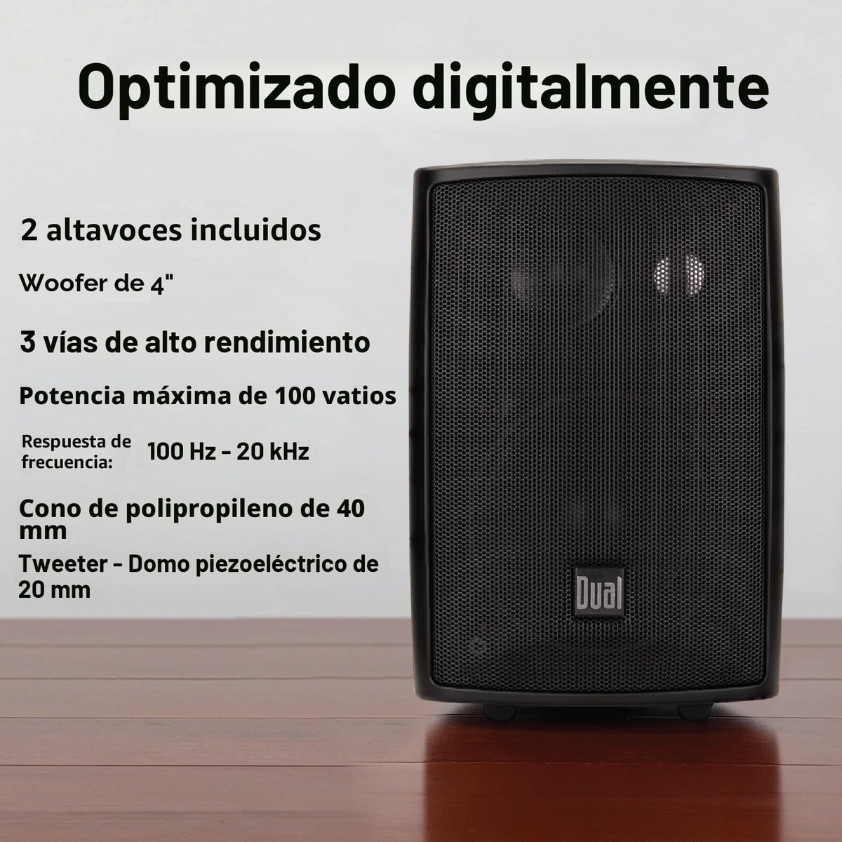 Dual Electronics LU43PB - Altavoces con cable para interiores y exteriores, 4 pulgadas, 3 vías, resistentes a la intemperie