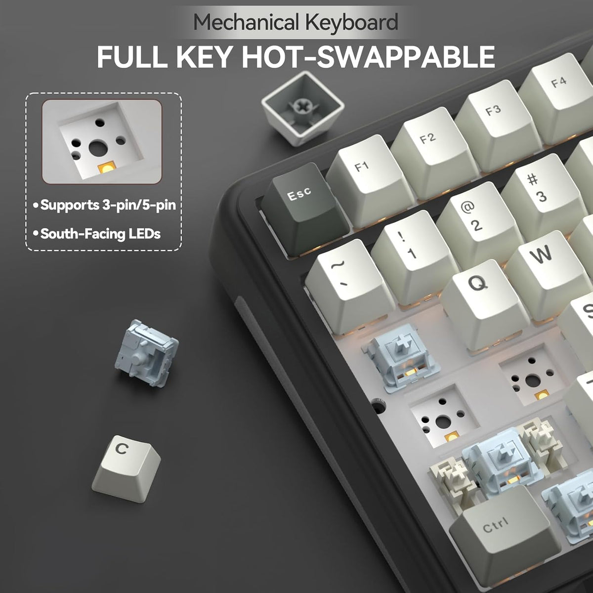SOLAKAKA Teclado mecánico inalámbrico A99 Pro con pantalla LCD y pe...