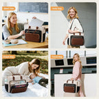 LOVEVOOK Bolsa de almuerzo para mujer, bolsa de trabajo 3 en 1 con compartimento de almuerzo aislado y portavasos grande de 40 onzas y múltiples bolsillos, bolsa para laptop de 15.6 pulgadas para