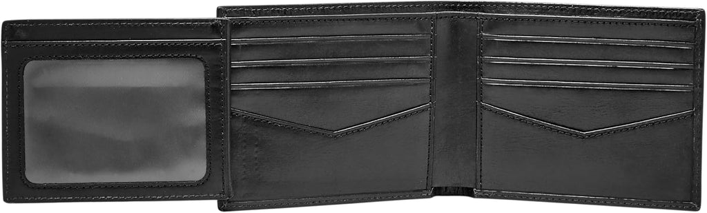 Fossil Ryan - Cartera de piel para hombre, con bloqueo RFID, plegable, con identificación abatible, color negro