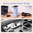 Cable de extensión con múltiples tomas, extensor de salida SMALLRT con 12 salidas de CA, 4 USB, torre de regleta de alimentación de 6.5 pies para suministros de oficina en casa, azul