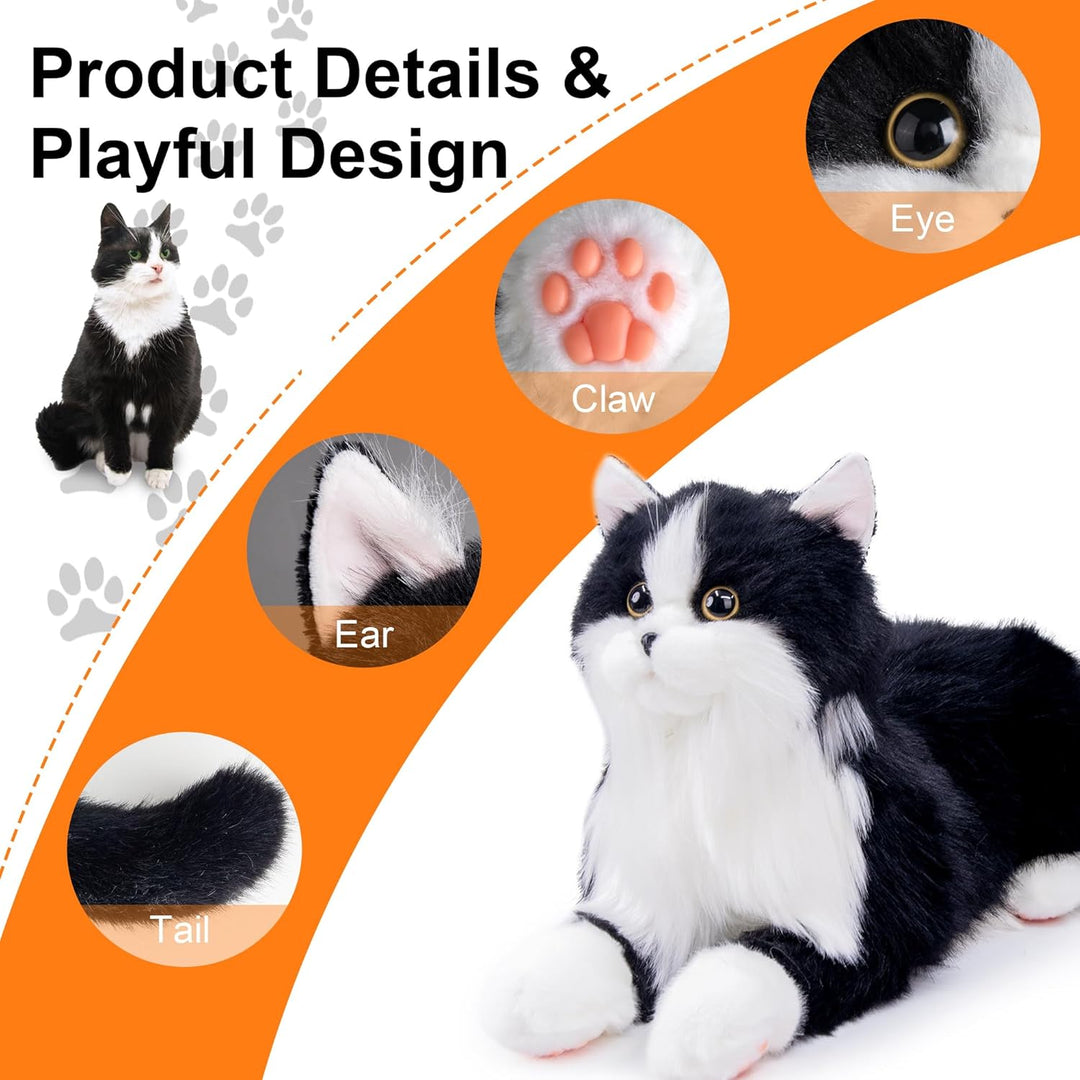 Chongker Animales de peluche hechos a mano con forma de gato realis...