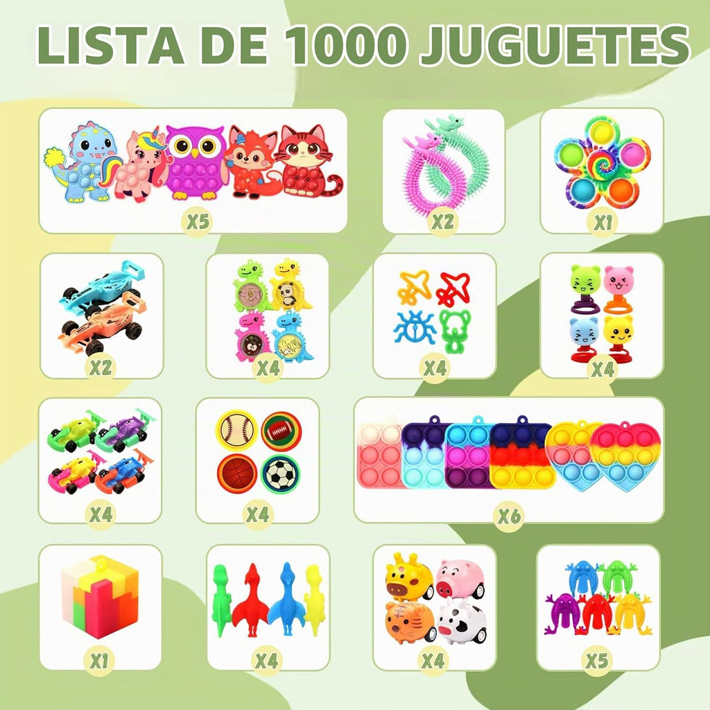 1000 juguetes para ansiedad a granel para bolsas de regalo, rellenos de piñata, juguetes de caja del tesoro para premios de aula, rellenos de calcetines de cumpleaños de carnaval, juguetes de