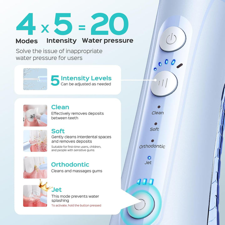 COSLUS - Irrigador de agua portátil para dientes: 4 modos y 5 nivel...