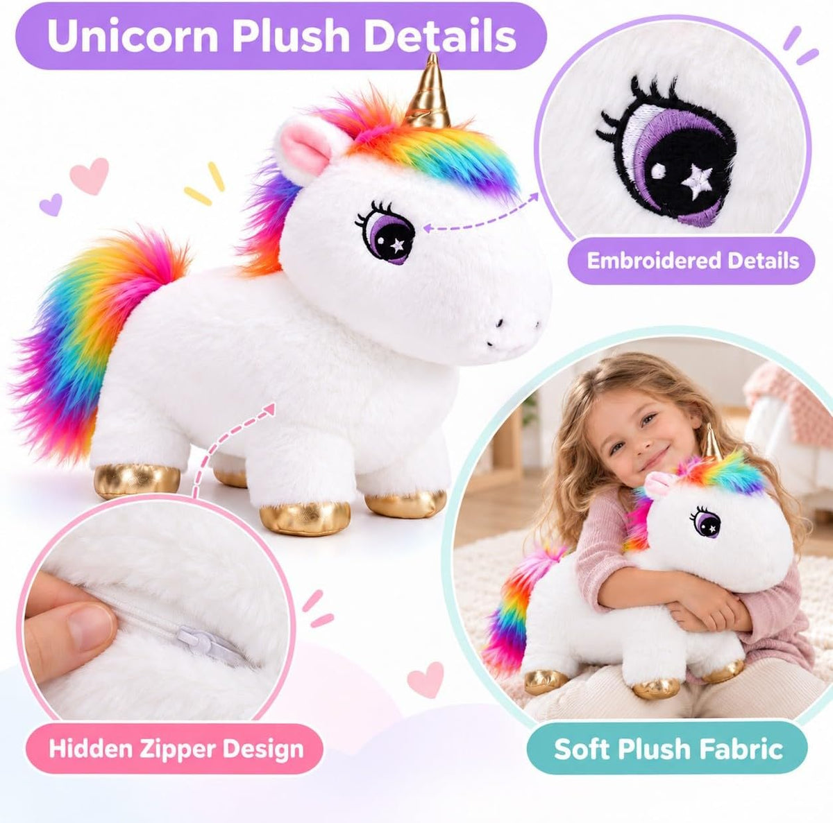 Animal de peluche de unicornio con bebés, conjunto familiar de felpa suave para mamá, lindo juguete de caballo arcoíris, peluche de animales de fantasía, regalo para niños, niñas, niños y