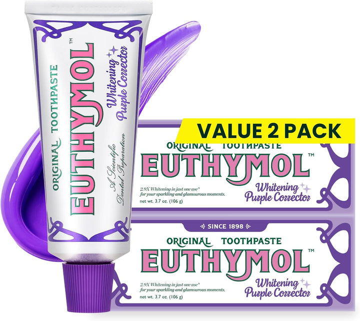 Euthymol Pasta de dientes blanqueadora morada, para dientes amarill...