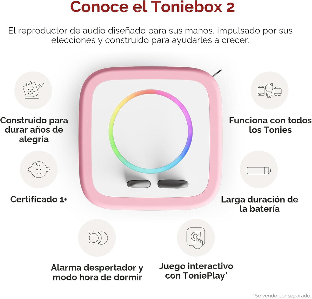 Toniebox 2 My First Farm Bundle para Kids 1+ con Soft y Squeezable Cow, Horse, y Pig - Cloud Pink