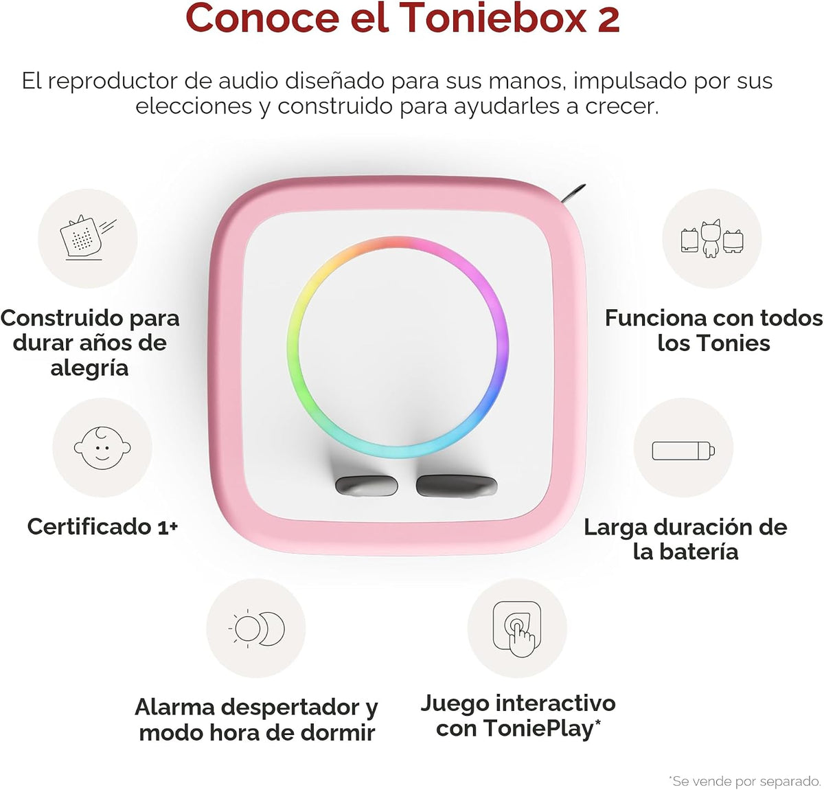 Toniebox 2 My First Farm Bundle para Kids 1+ con Soft y Squeezable Cow, Horse, y Pig - Cloud Pink