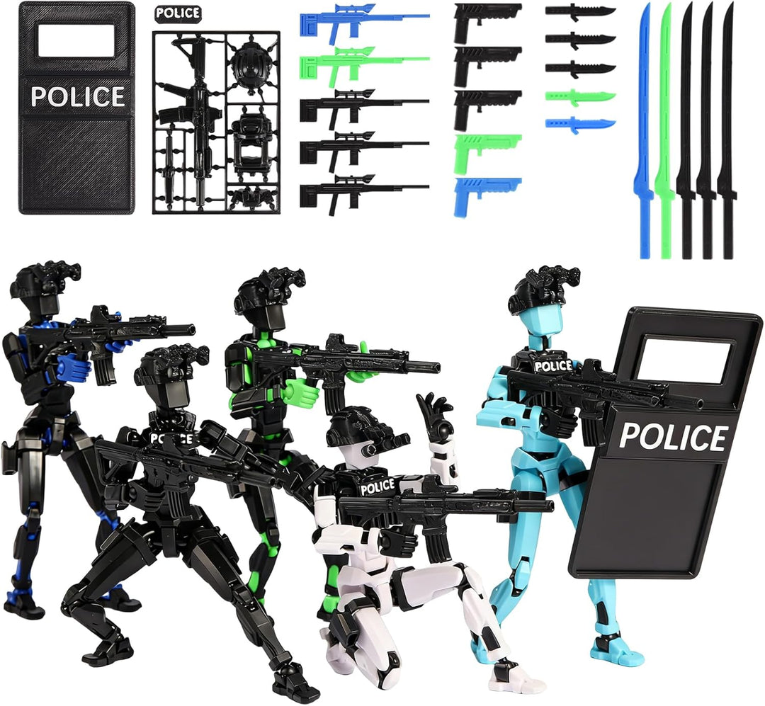 Juego de 5 figuras de acción de escudo policial impreso en 3D, 13 f...