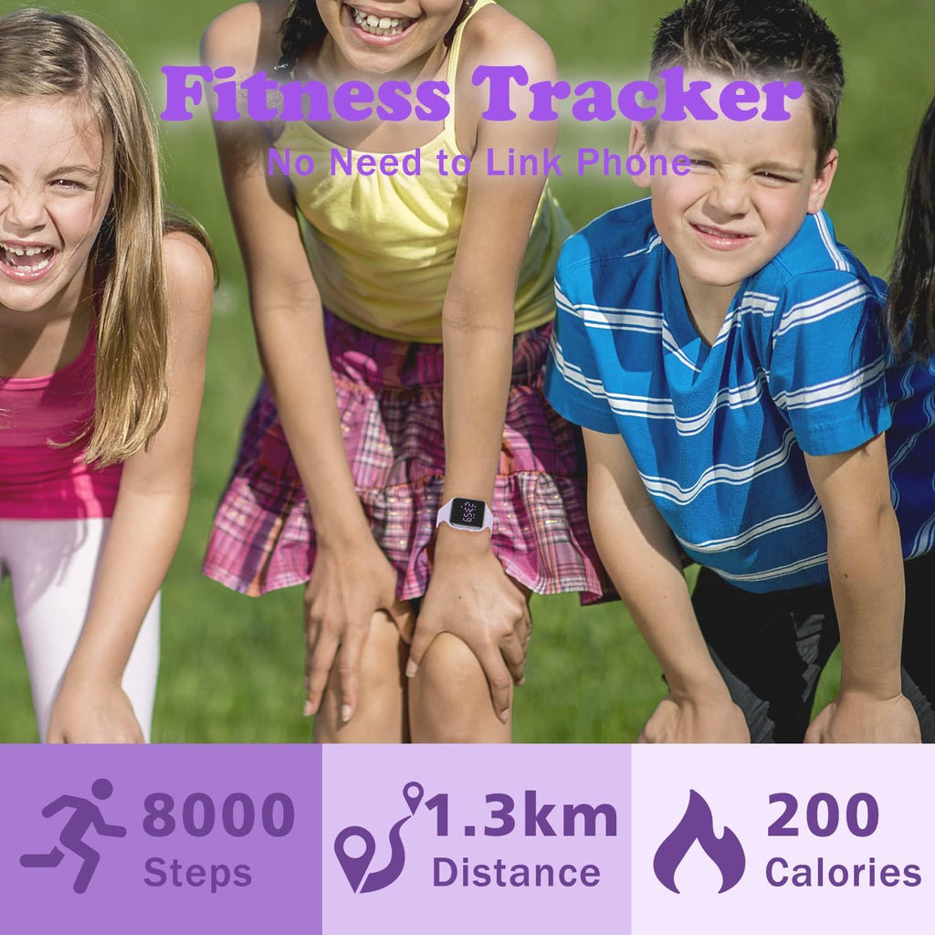 Relojes para niños y niñas, reloj deportivo digital con contador de pasos, podómetro, alarma de vibración, sin aplicación, impermeable, rastreador de fitness, reloj para niños, niñas, adolescentes
