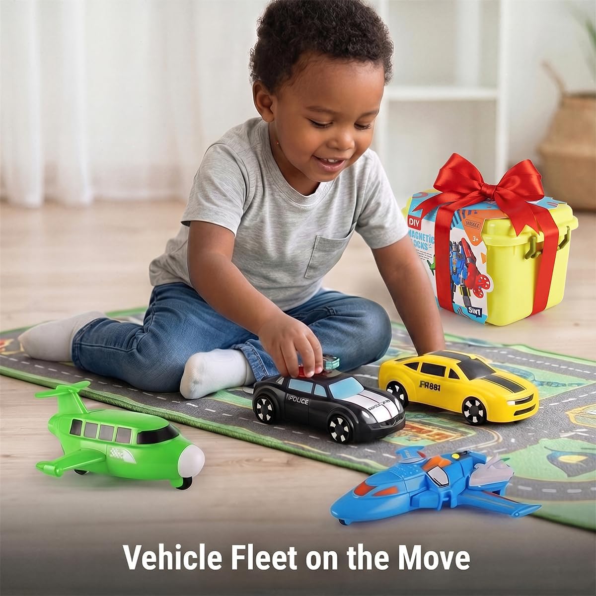 Vehículo magnético transformado robot juguete construir coche mezcla partido niño