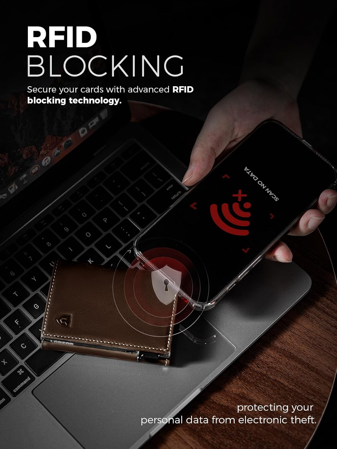 Cartera minimalista para hombre con tarjetero de crédito, cuero de grano completo más fino, billetera inteligente emergente, billetera delgada triple, bloqueo RFID, bolsillo frontal, ventana de