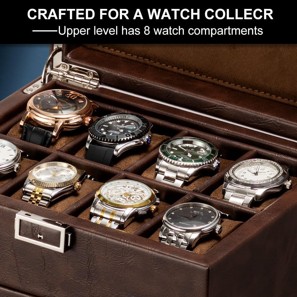 Cargador giratorio para 2 relojes automáticos + 8 ranuras de almacenamiento para relojes, motor silencioso
