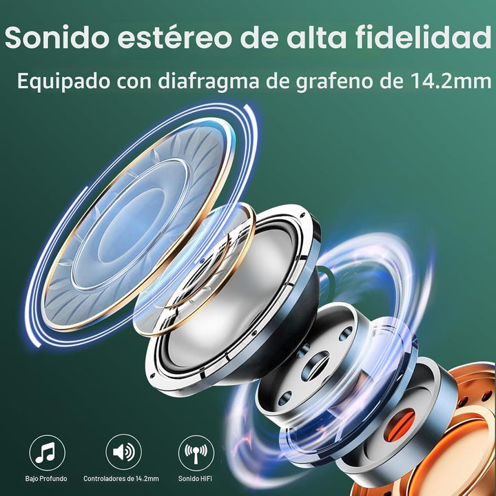 Aptkdoe Auriculares Inalámbricos 75hrs Bluetooth 5.4 Headphone Spor...