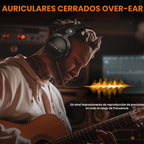 talomen Auriculares de monitor de estudio para grabación, auriculares de estudio con cable sobre la oreja con micrófono de pluma desmontable, auriculares de monitoreo profesional para podcast, transmisión, transmisión y mezcla de audio