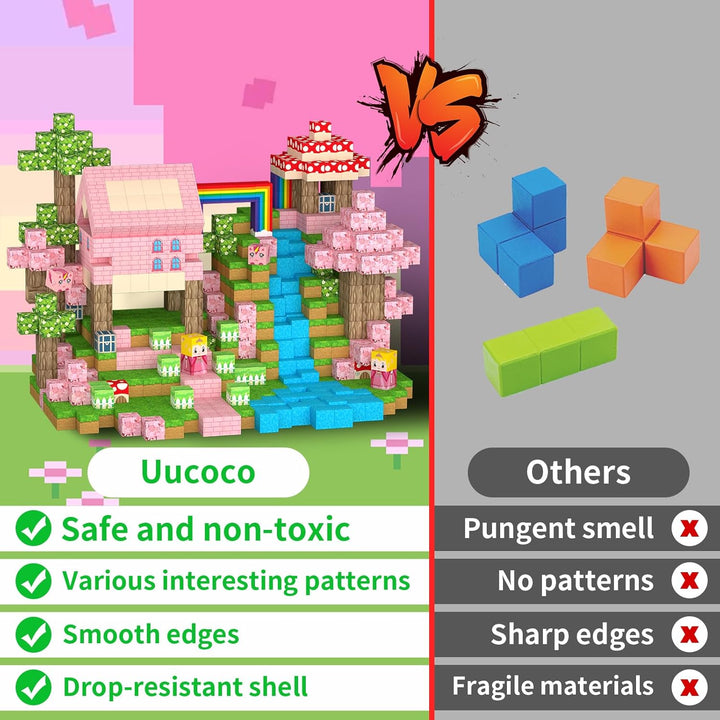 Uucoco Bloques magnéticos de 100 piezas, juego de mundo forestal de...