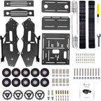 Kit de chasis de coche robot inteligente, chasis de tanque grande de metal completo con motores de 2WD para Arduino Raspberry Pi Jetson Python DIY Kit de aprendizaje de auto inteligente (negro, con motor de CC)