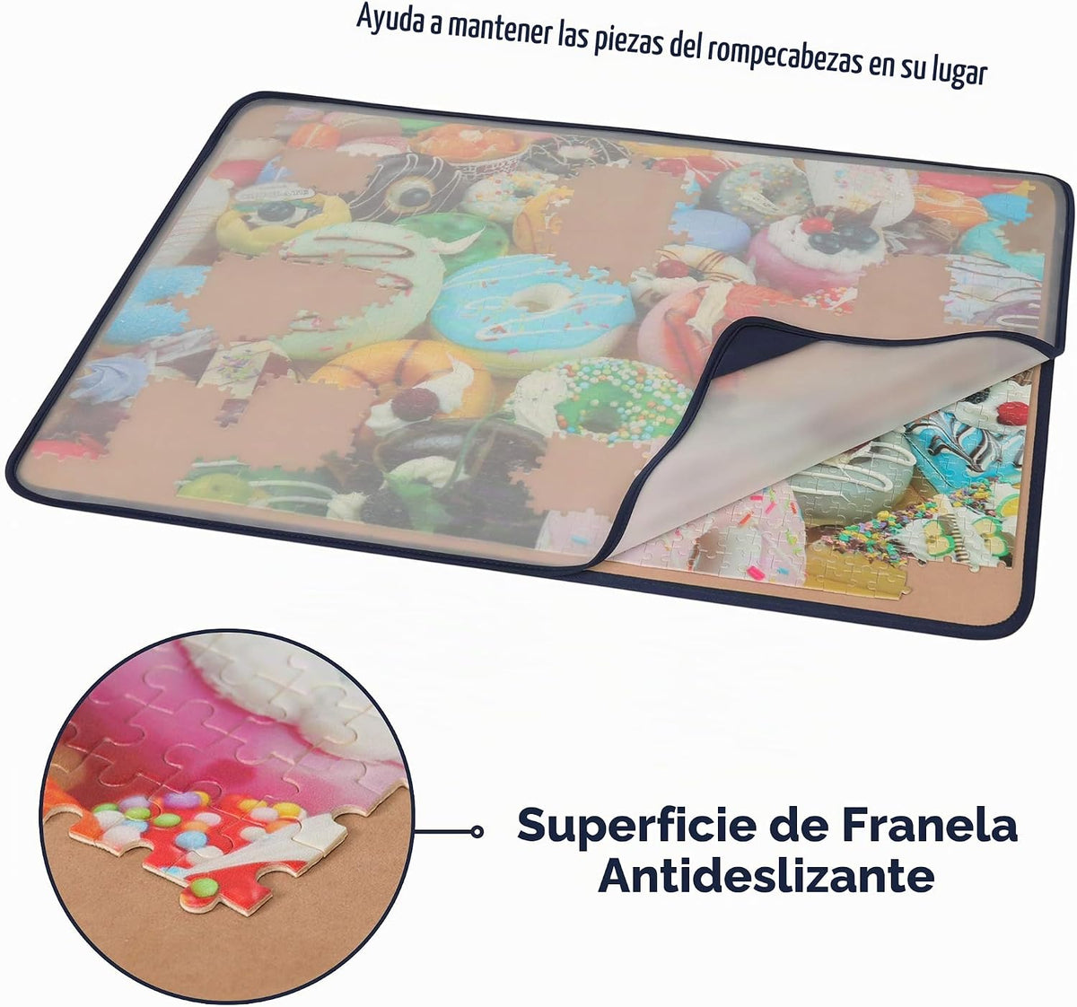 Tektalk Tablero de rompecabezas con cubierta a prueba de polvo para rompecabezas de hasta 1500 piezas (caqui)
