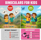 Binoculares para niños – Juguete perfecto para niños pequeños y niñas – Juego extenso que incluye lupa y brújula – Potente aumento 8 x 21 – niños de 3 a 12 años para niños pequeños