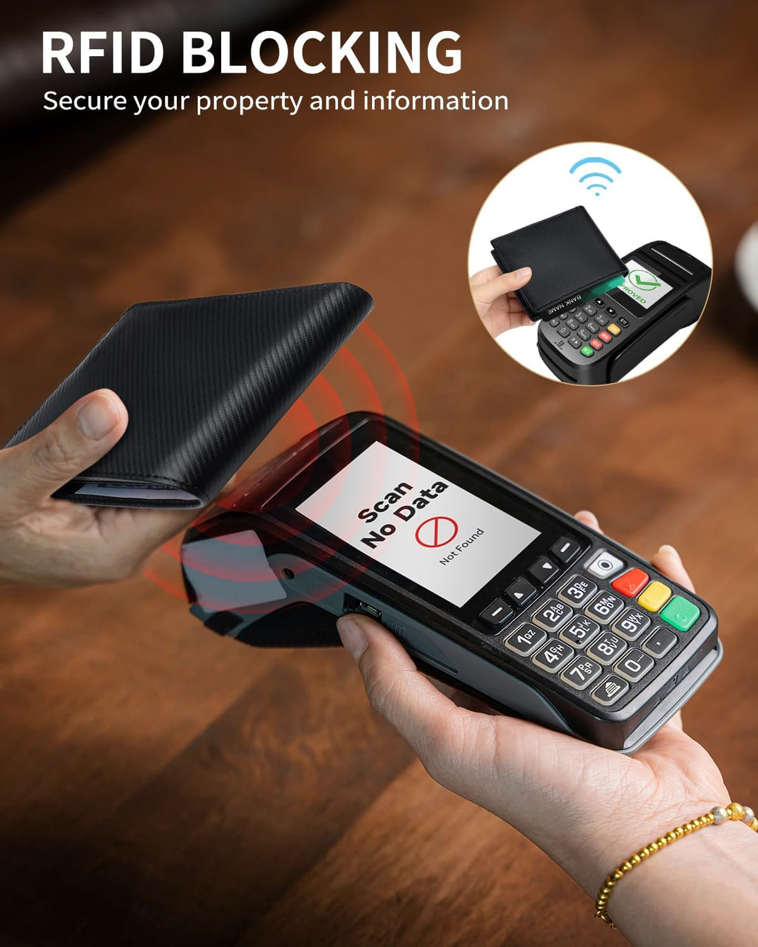 Billetera de cuero para hombre con bloqueo RFID plegable con 12 ran...