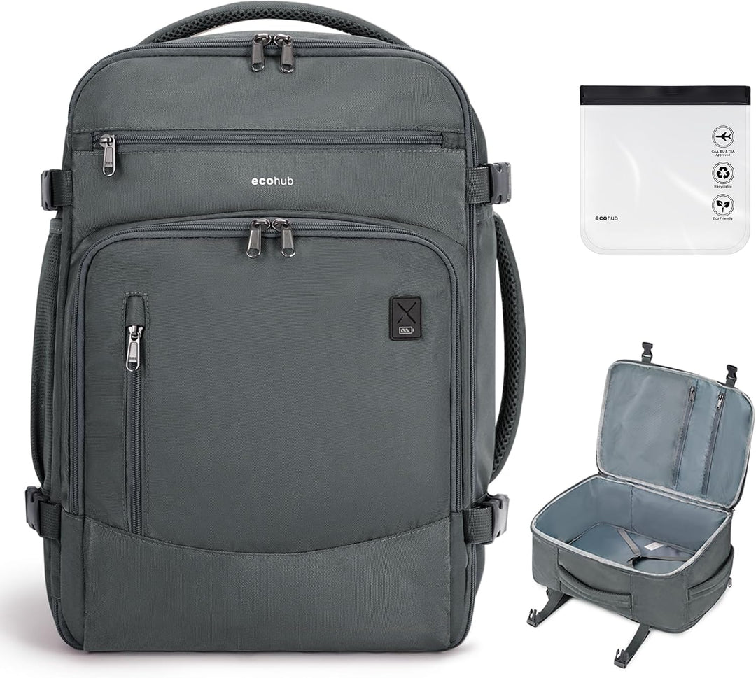 ECOHUB Mochila de Viaje Mochila de Equipaje de Mano, Gris-2, Mochil...