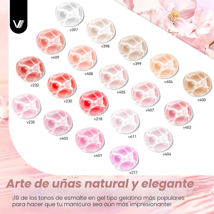 VANREESA Juego de 24 esmaltes de uñas de gel de gelatina, suave, nu...