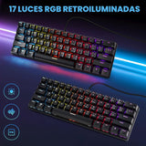 Gaozen Teclado mecánico 60% con cable para juegos, retroiluminado R...