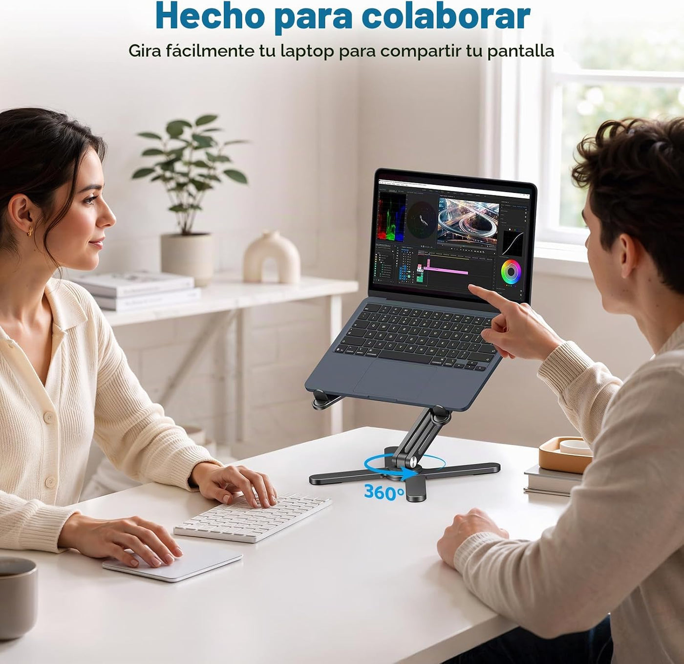 OMOTON LA10 - Soporte giratorio para portátil de 360°, plegable par...