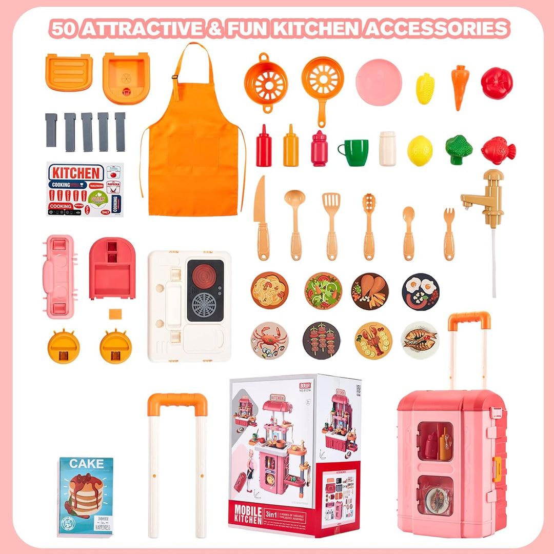 Cocina de juego 3 en 1 para niños y niños pequeños, juego de cocina...