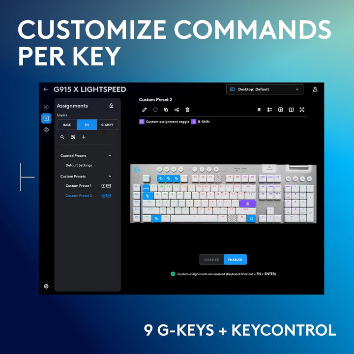 Logitech G915 X Lightspeed Teclado mecánico inalámbrico para juegos...