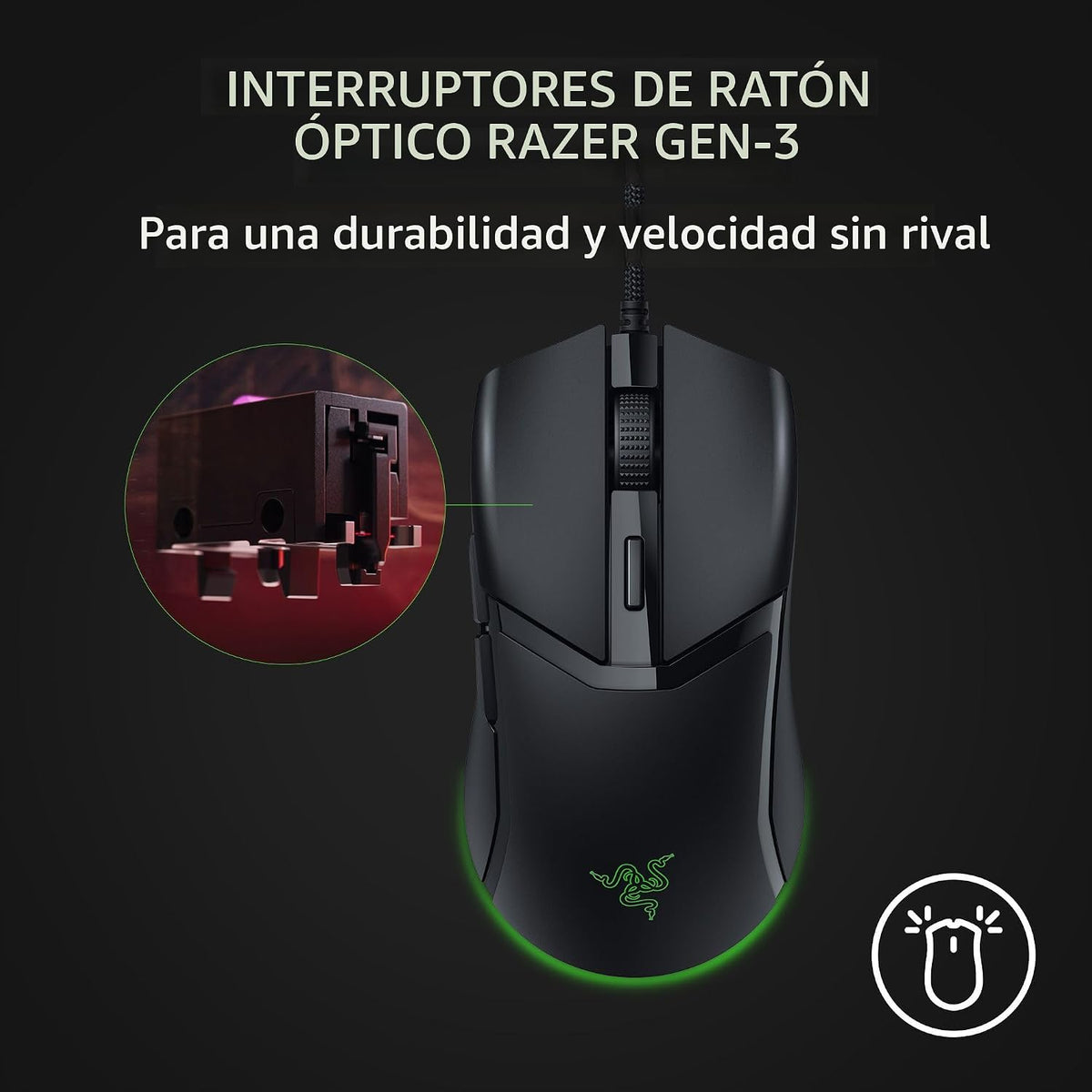 Ratón Razer Cobra con cable para juegos: diseño ultraligero de 58g...