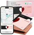 SPOTMINDERS - Paquete de 2 rastreadores de cartera con certificación MFi de Apple, color negro y rosa (solo iOS), paquete de viaje para parejas, 0.07 pulgadas, funciona con Apple Find My recargable, buscador de artículos delgado para equipaje, pasaporte